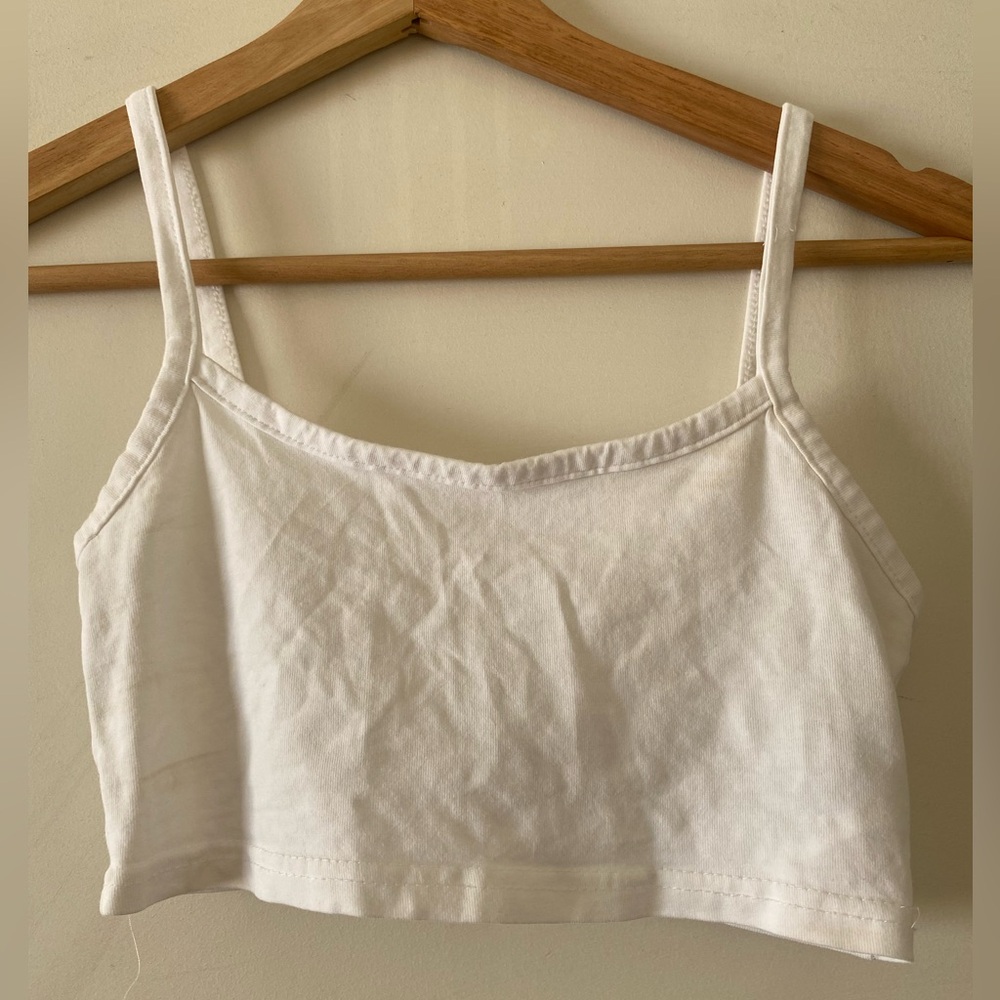H&M White Spaghetti Strap Crop Top